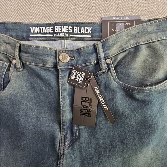 Vintage Genes Black VGB Jeans Men's 36W x 32L Relaxed Fit French Terry Denim NWT - Picture 9 of 16
